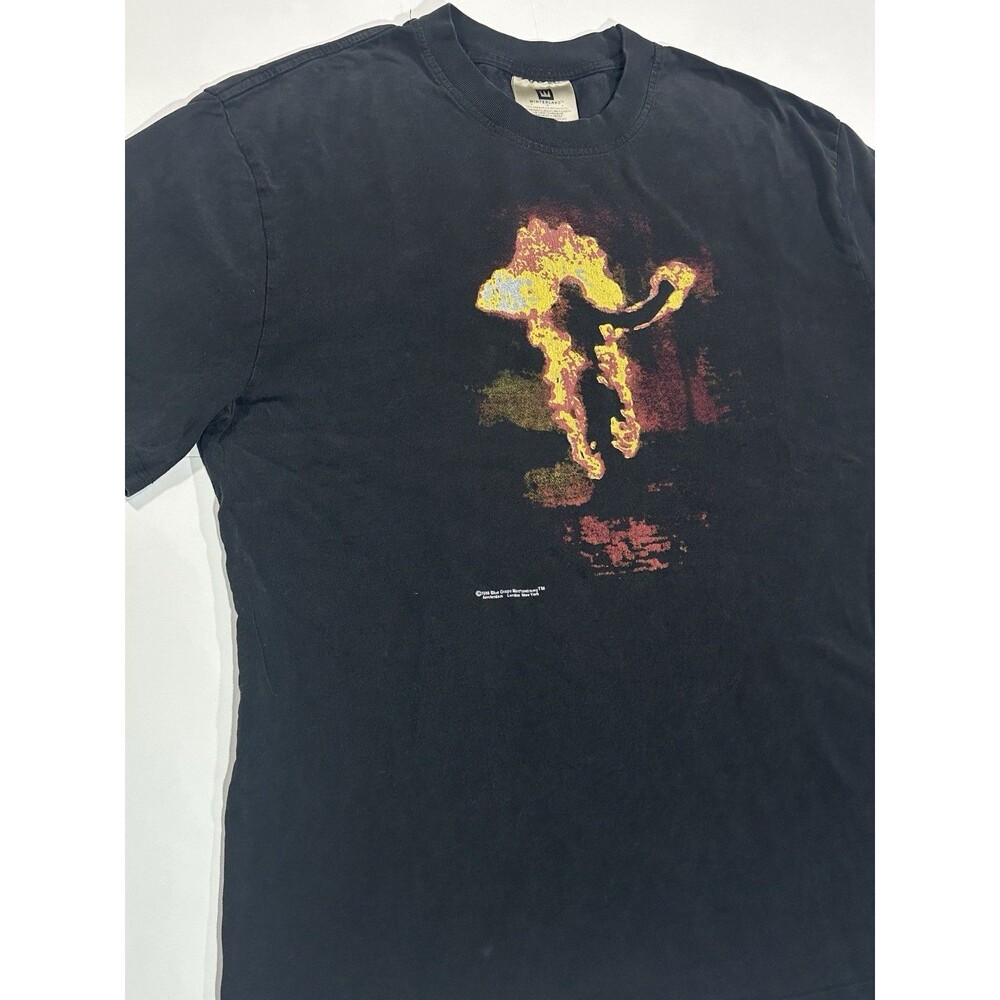 Vintage 90s Rammstein Burning Man T-Shirt Medium Blue Grape Black Band Fire RARE - Picture 4 of 12